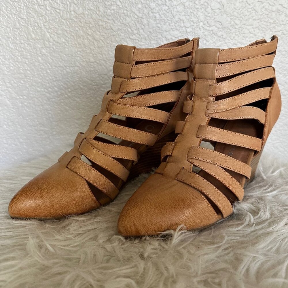 Jeffrey Campbell 'Vector' Nude Gladiator Caged Wedge Sandal Shoes (Size 9.5)
